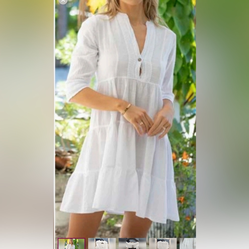 Blanco by Nature - White Cotton‎ Dress, Size Small